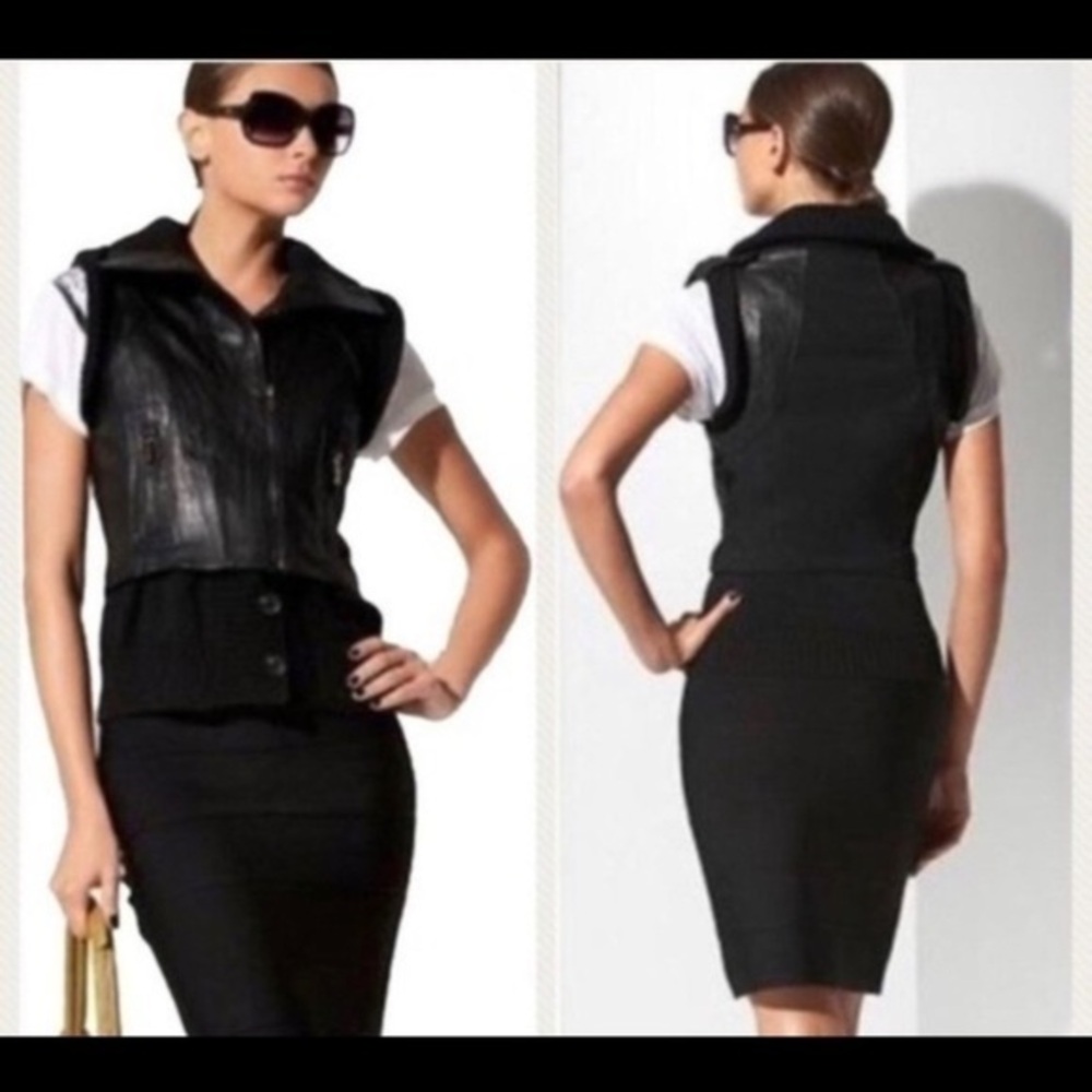 BCBGMaxAzria leather and wool vest (c)